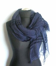 Foulard écharpe en lin bleu