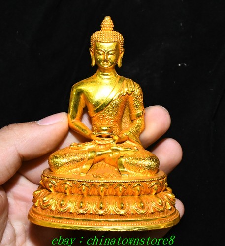 Tibet buddhism copper gilt - 4",