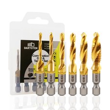 Jeu de forets et de tarauds combinés, outil de taraudage revêtu de titane 6pc...