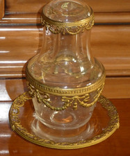 Ancien service de Nuit Empire Cristal verre en filigrane de bronze doré  XIX ème