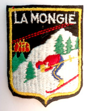 Écusson ancien LA MONGIE  en feutrine brodée - Hautes-Pyrénées France