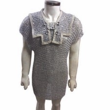 Roman Lorica Hamata 10mm Riveted Chainmail Shirt Médiéval Haubert XL Taille...