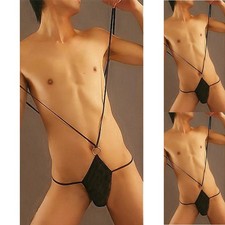 String homme sexy culotte body G string sous vêtement avec bretelles shot