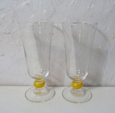 2 flutes à champagne style Duralex jaune vintage