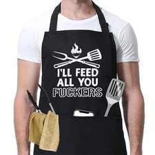 Tablier de Cuisine Humour pour Homme Femme Tablier de Barbecue Réglable Étanc...