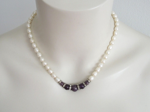 Collier perles améthyste - collier,