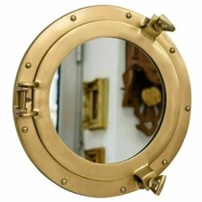 Miroir fenêtre rond hublot laiton maritime 12" bateau nautique bateau pièce a...