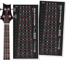 Bass Guitar Fretboard Note Map Decals/Stickers for Learning Notes, Chords &