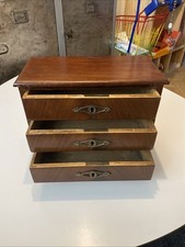 Petit Meuble Ancien En Bois Poignées Laiton, Tiroirs, Métier, Bureau. 