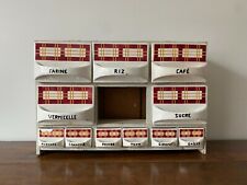 MEUBLE A EPICES DE CUISINE BOIS TIROIRS EN PORCELAINE EMAILLEE ANNEES 1930