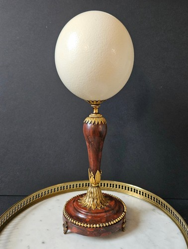 Oeuf autruche socle laiton - oeuf, d'autruche,