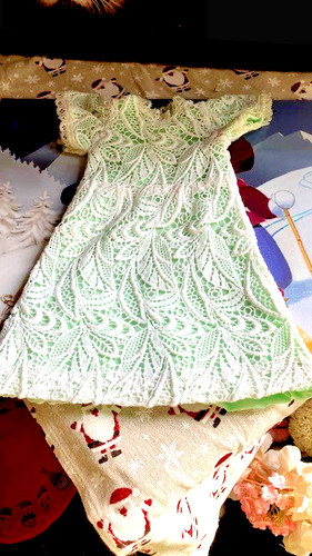Robe blanc vert poupee mince - vert,