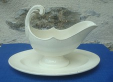 V71 Saucière ancienne Empire Faïence Chantilly début XIXe Marque en Creux