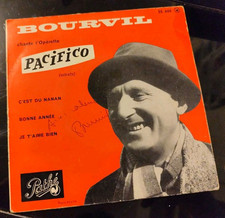 Dédicace Autographe Bourvil signé Disque 45T Pacifico - 45 EG 440