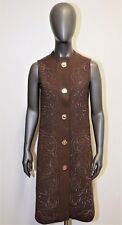 TED LAPIDUS BOUTIQUE Vintage 60s Embroided Sleeveless Brown Wool Dress 38FR 6US