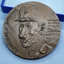 médaille bronze :  Général de Gaulle, Libération Les Oliviers Alger Rare 1974