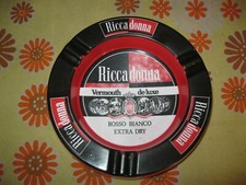 Ancien CENDRIER PUBLICITAIRE RICCADONNA VERMOUTH DE LUXE MÉLAMINE Ø17,5 Ashtray
