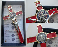 Crucifix Croix Vernis Rouge Saint Benoît Or CM 20 100% Fabriqué En Italy 2018