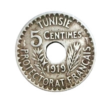 PIECE DE 5 CENTIMES 1919 TUNISIE PROTECTORAT FRANCAIS cc237