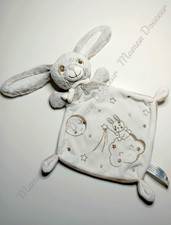 Doudou Plat Lapin Blanc Beige