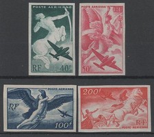 FRANCE  YVERT AIR POST 16/19 SCOTT C18-21 " MYTHOLOGICAL SET IMPERF"MNH VVF N068
