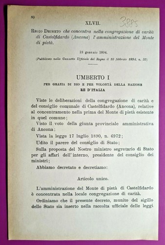 Castelfidardo régio décret - castelfidardo,,