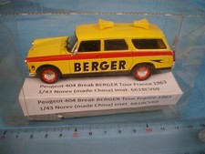 Peugeot 404 Break BERGER 1968 Caravane Tour France 1/43 Neuf Norev boite perso
