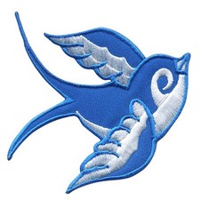 Patch Ecusson - Hirondelle - bleu-blanc - tête droite 