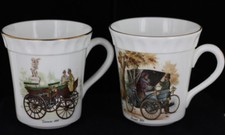 Vintage Set 2 Crown Staffordshire Angleterre Porcelaine Tasses Peugeot Daimler