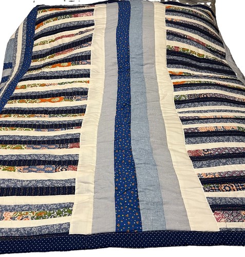Vintage blue white strippy - white,