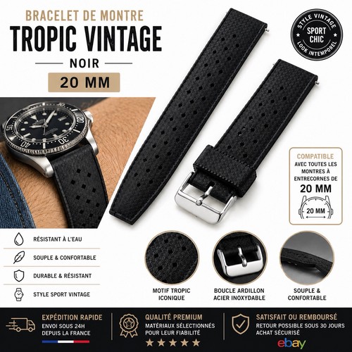 Bracelet montre noir - bracelet,