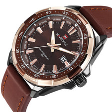 Montre Homme Cuir Marron KZKR Marron  NEUF Waterproof
