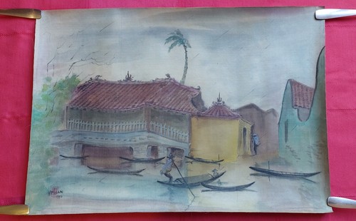 Peinture sur soie vietnam 1993 - peinture,