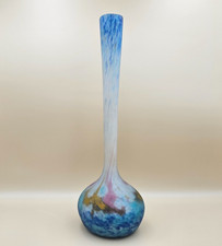 MULLER Frères Lunéville - Vase soliflore Art Deco verre marmoréen signé - 38 cm