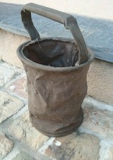 Ancien Seau Toile Vache à Eau Guerre 14-18 WW2 Algérie Indochine Jeep Pompiers