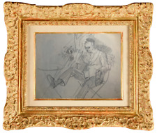 CLAUDE BONIN-PISSARRO (1921-2021) SUPERBE SCENE ANIMEE HOMME ASSIS 1940 (181)