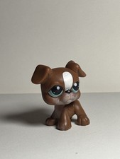 LITTLEST PETSHOP LPS #83 / 2007 HASBRO CHIEN CHIOT BOXER MARRON YEUX BLEU VERT