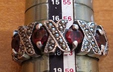   alliance  art  deco Grenats argent  marcassites  poids 7.2 g