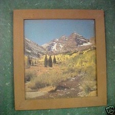 Vintage Wood barn board picture frame Mountain scenery