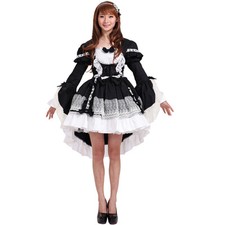 Expédié de Paris - Robe Dentelles Lolita Soubrette Manche Bouffante Maid Kawaii