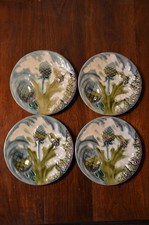 4 Assiettes à décor d'artichaut et asperge, Faience de Luneville, KG