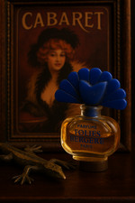 Mini flacon de parfum ancien – Folies Bergère Paris – Bouchon éventail bleu