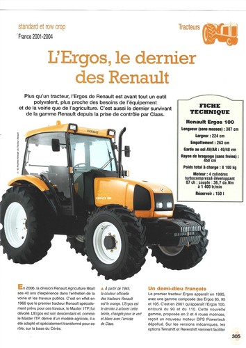 Tracteur renault ergos - tracteur,