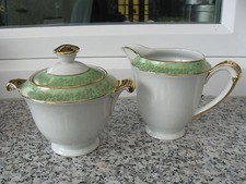 SUCRIER CREMIER Porcelaine LIMOGES GDA BANDE VERTE