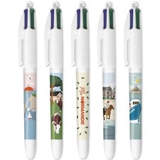 LOT DE 5 STYLOS BIC 4 COULEURS