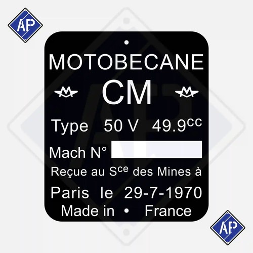 Plaque cadre motobécane - cadre,