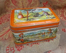 Fable de La Fontaine boite ancienne en tôle Damoiseau 13,5 par 18 cm H 9 cm