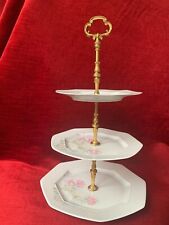 Présentoir à gateaux ancien en porcelaine Chastagner Brachet Limoges années 1950