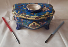 Encrier en porcelaine et porte plume Emaux de Louvière / Porcelain inkwell