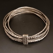 Ancien Bracelet Semainier en Argent Massif Ciselé XIXème